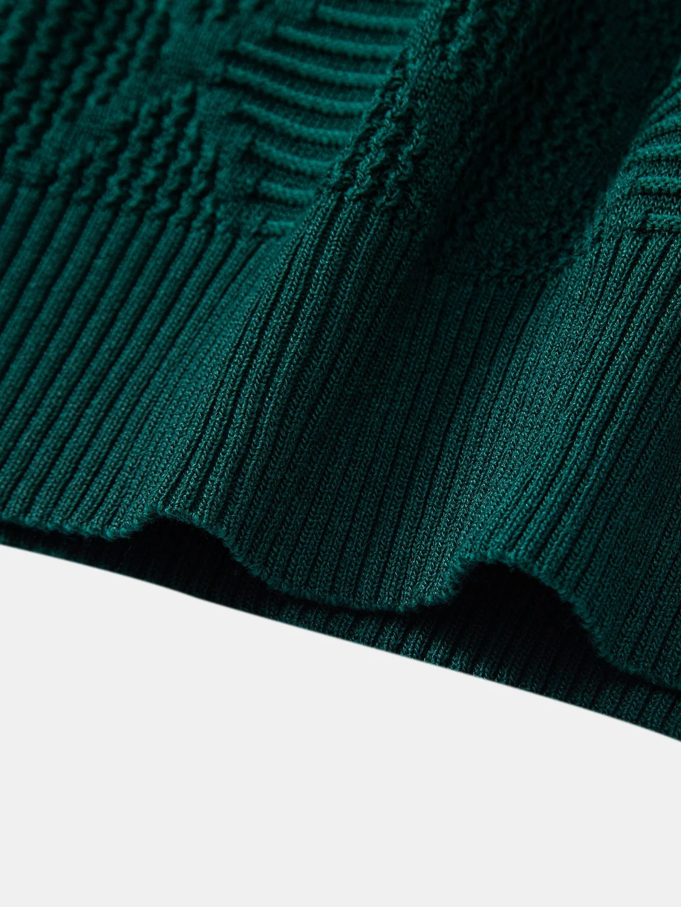 Aiden | Rhombus Textured Zip Up Knitted Polo Shirt - Image 3