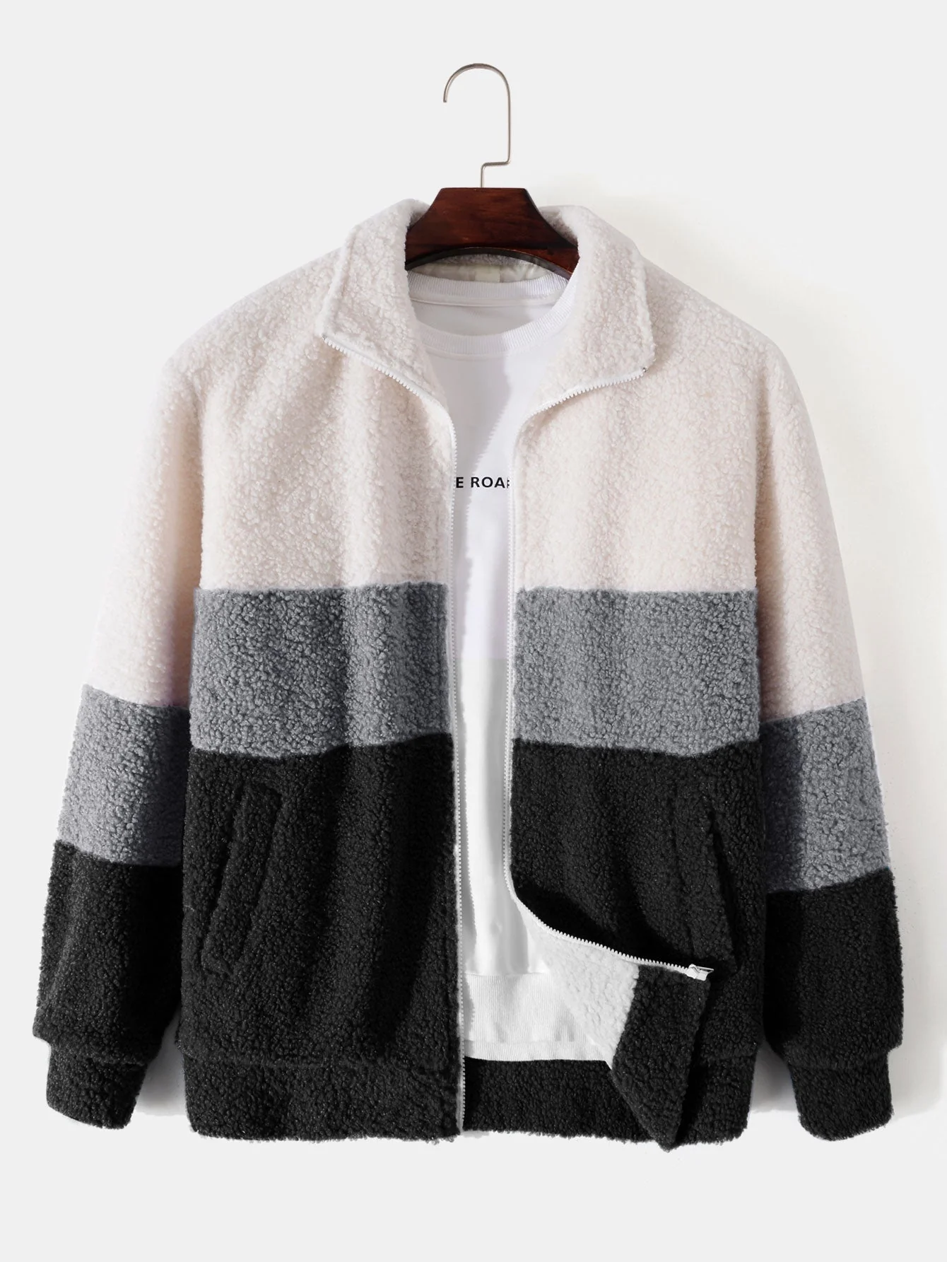 Arturo | Color Block Teddy Fleece Zip Up Coat - Image 4
