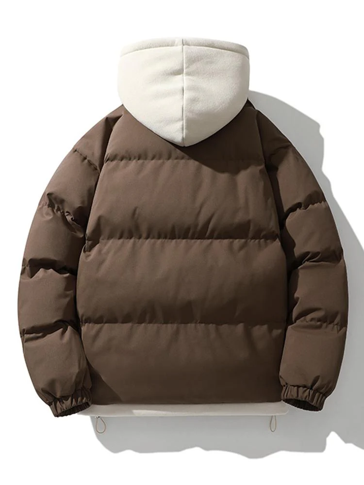 Caspian | Contrast Zip Up Hooded Puffer Coat - Image 12