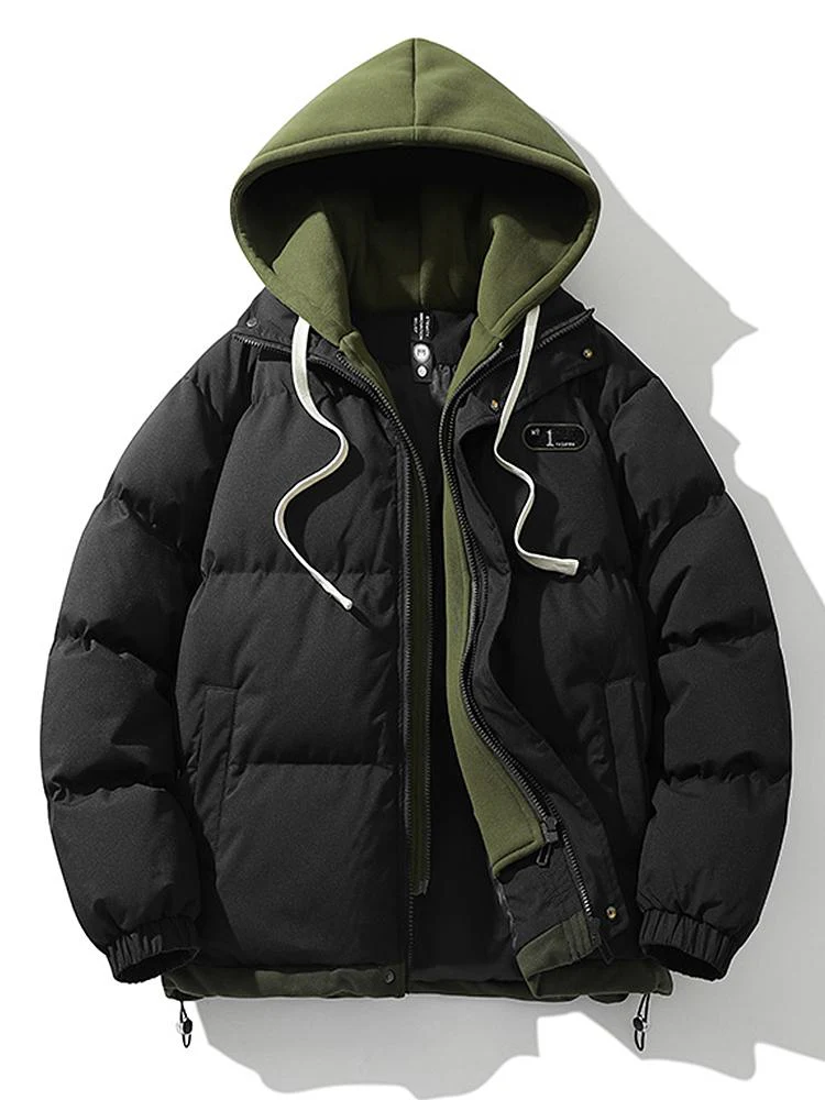 Caspian | Contrast Zip Up Hooded Puffer Coat - Image 17