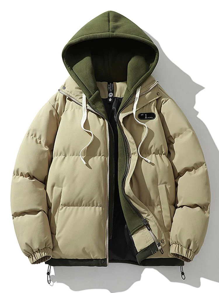 Caspian | Contrast Zip Up Hooded Puffer Coat - Image 19