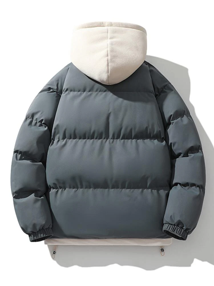 Caspian | Contrast Zip Up Hooded Puffer Coat - Image 22