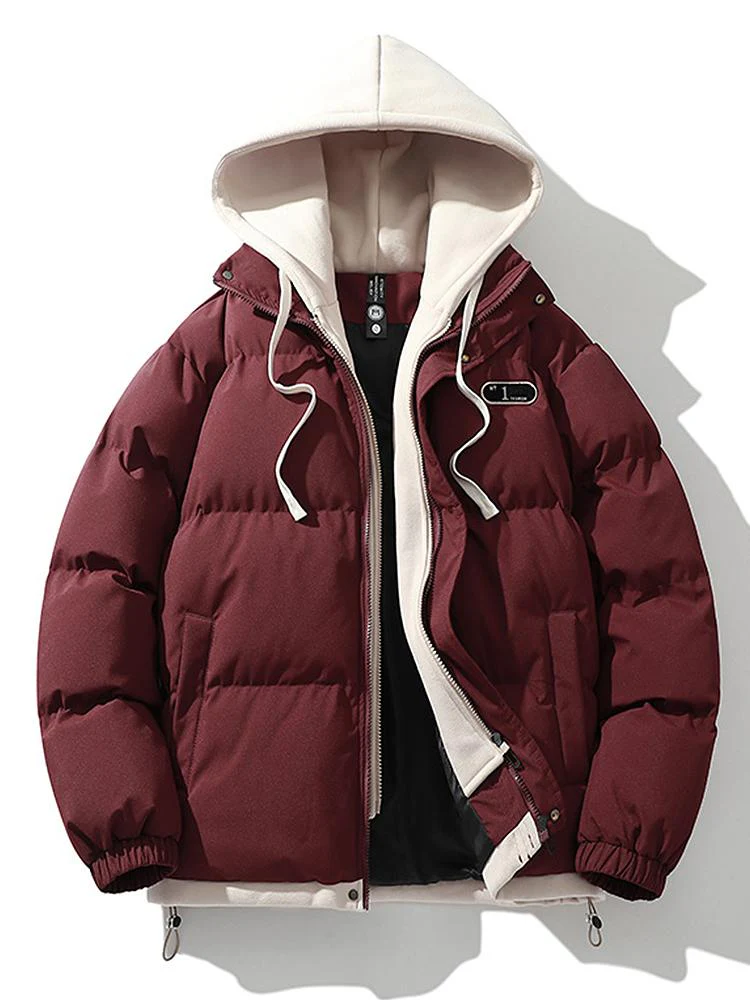 Caspian | Contrast Zip Up Hooded Puffer Coat - Image 4