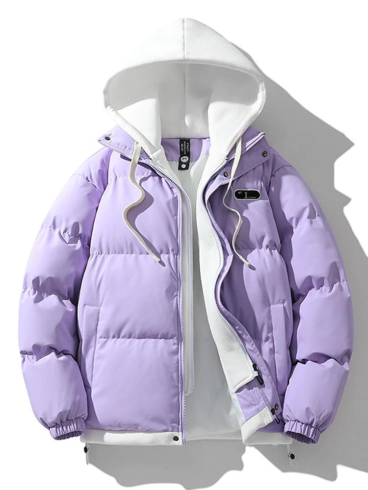 Caspian | Contrast Zip Up Hooded Puffer Coat - Image 5