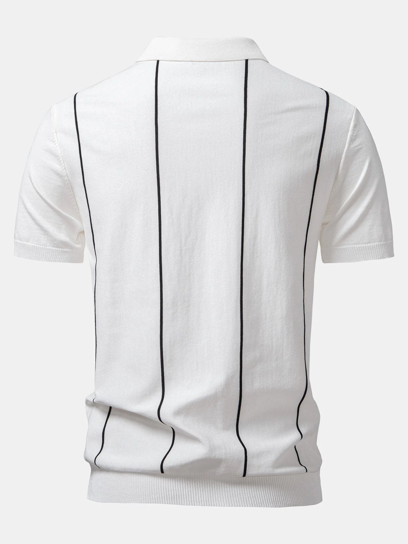 David | Stripe Zip Up Knitted Polo Shirt - Image 6
