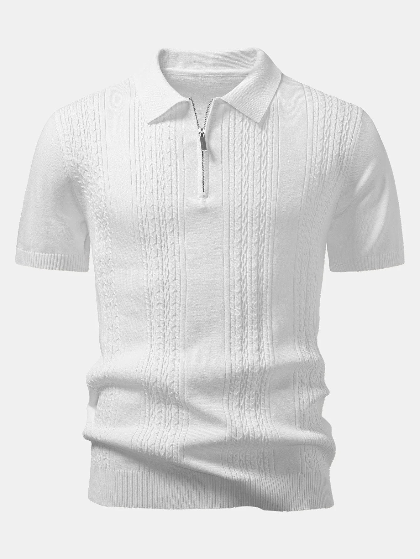 Elijah | Twist Jacquard Knitted Zipper Polo Shirt - Image 15