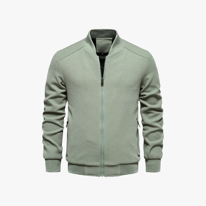 Eusebius | Men Waffle Bomber Jacket – Lightweight & Breathable - Textured Knit - Image 5