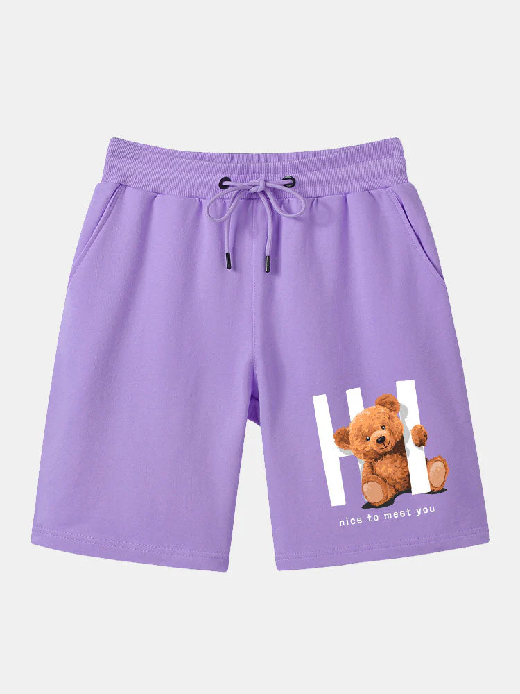 Federico | Slogan Bear Print Mid Length Shorts - Image 5
