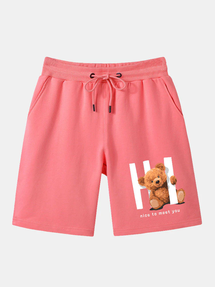 Federico | Slogan Bear Print Mid Length Shorts - Image 6