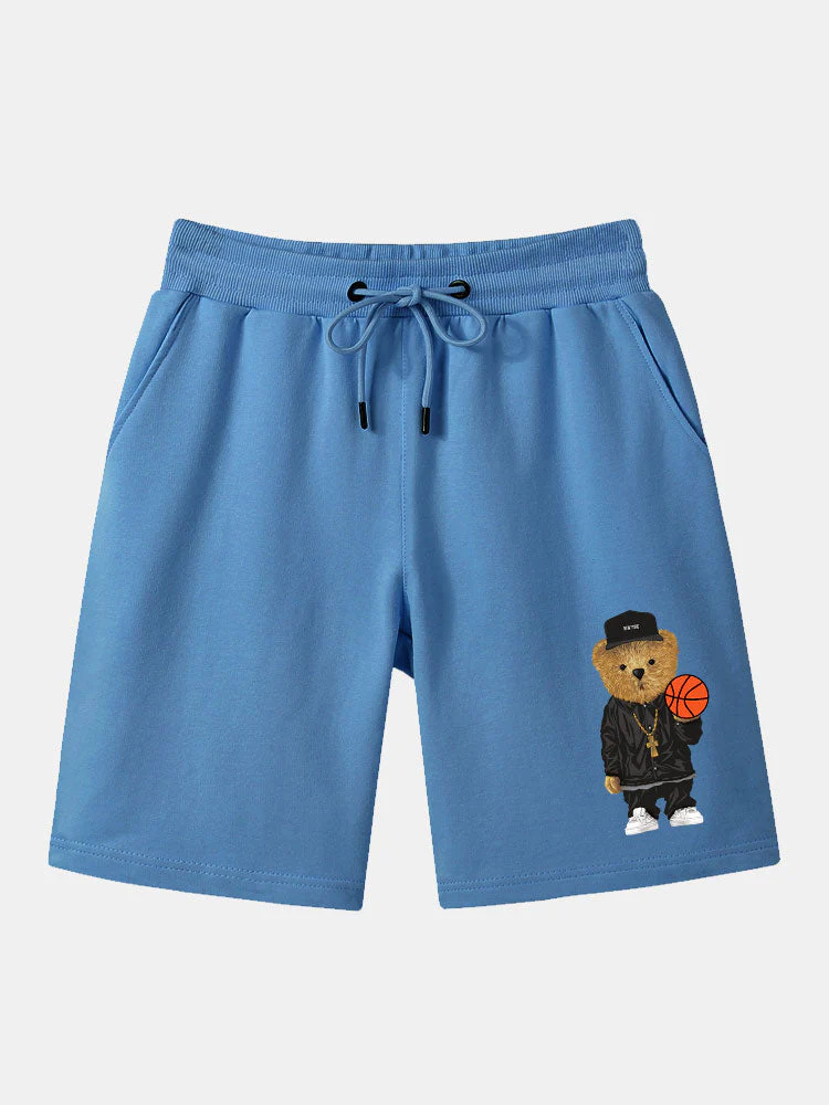 Fermín | Basketball Bear Print Mid Length Shorts - Image 4