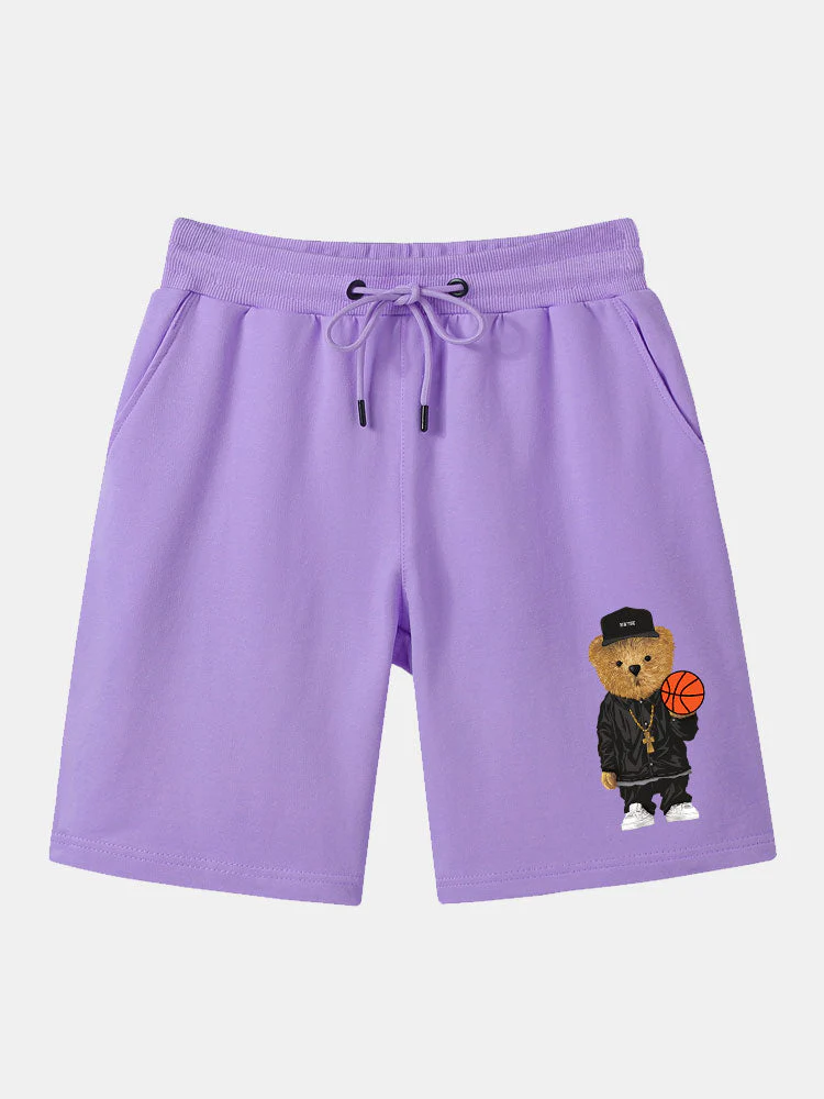 Fermín | Basketball Bear Print Mid Length Shorts - Image 6