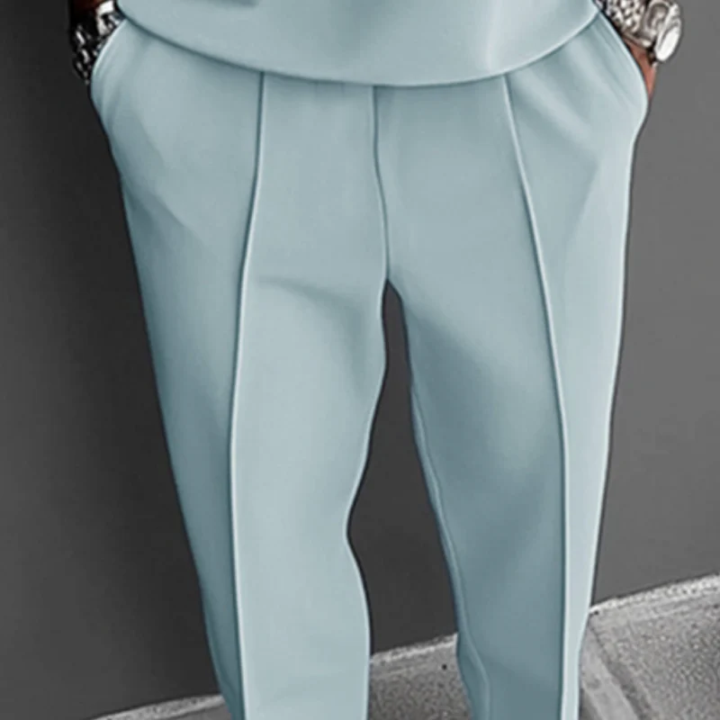 Fidel | Men'S Casual Cotton Blended Lapel Loose Short Sleeve Polo Shirt Straight Trousers Set - Image 3