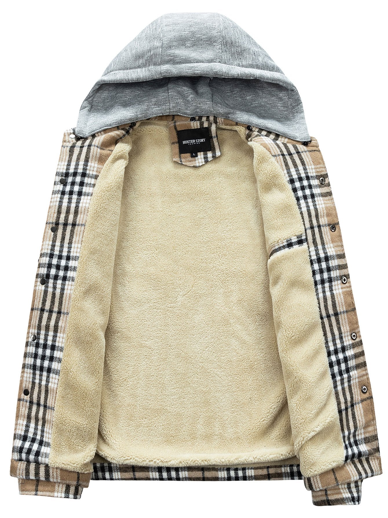 Forest | Teddy Fleece Lined Detachable Flannel Plaid Hooded Coat - Image 12