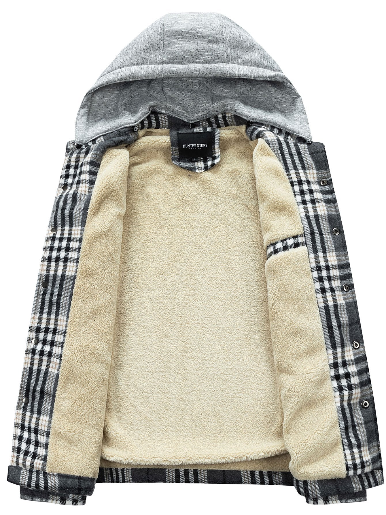 Forest | Teddy Fleece Lined Detachable Flannel Plaid Hooded Coat - Image 15