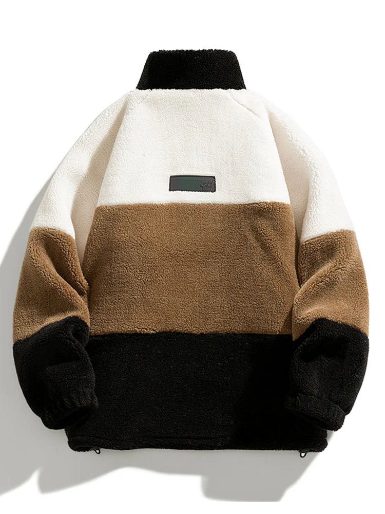 Gideon | Color Block Zip Up Teddy Coat - Image 7