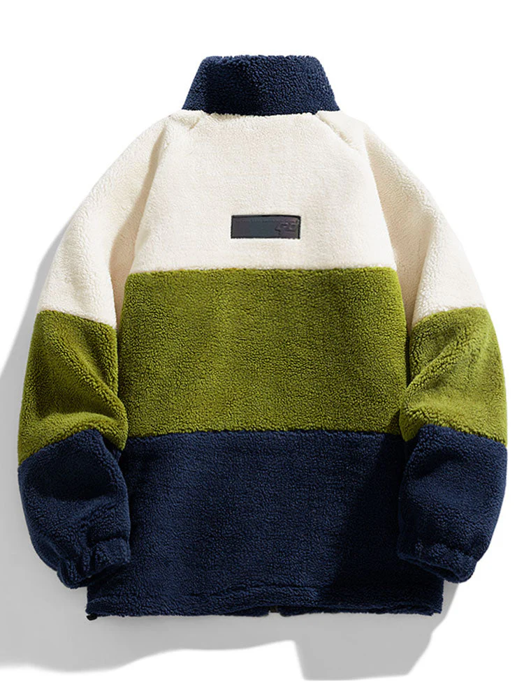 Gideon | Color Block Zip Up Teddy Coat - Image 9