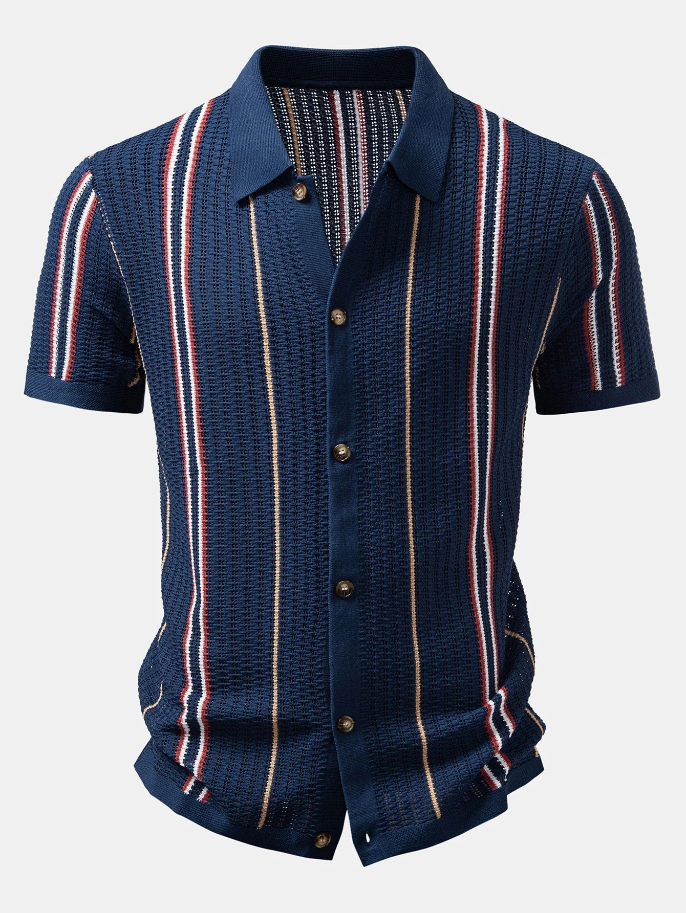 hola CROCHET STRIPED SHIRT WITH BUTTONS & STRAIGHT LEG LINEN PANTS - Image 7