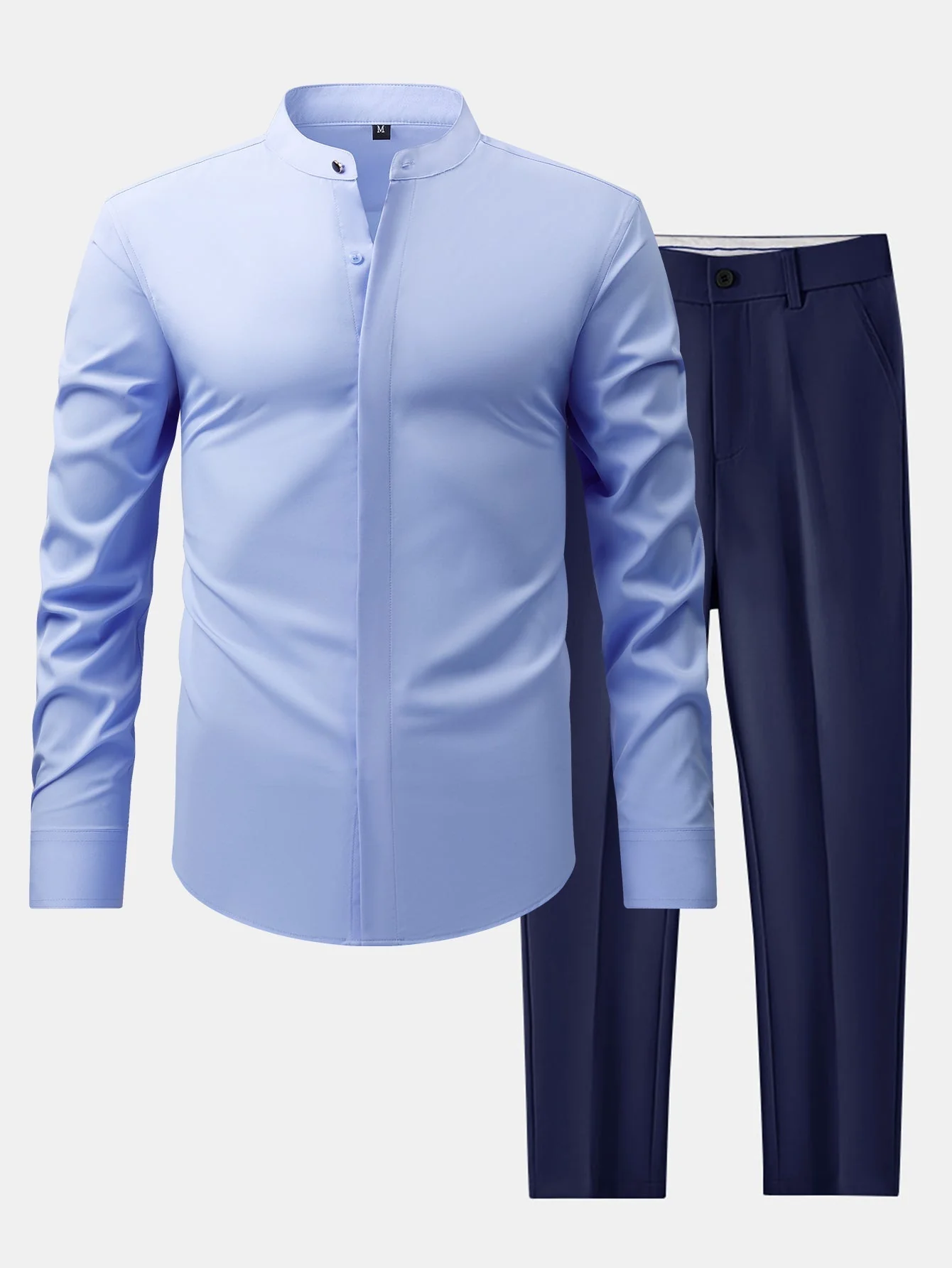 hola HIGH NECK SHIRT & SLIM FIT FLARED LEG PANTS - Image 3