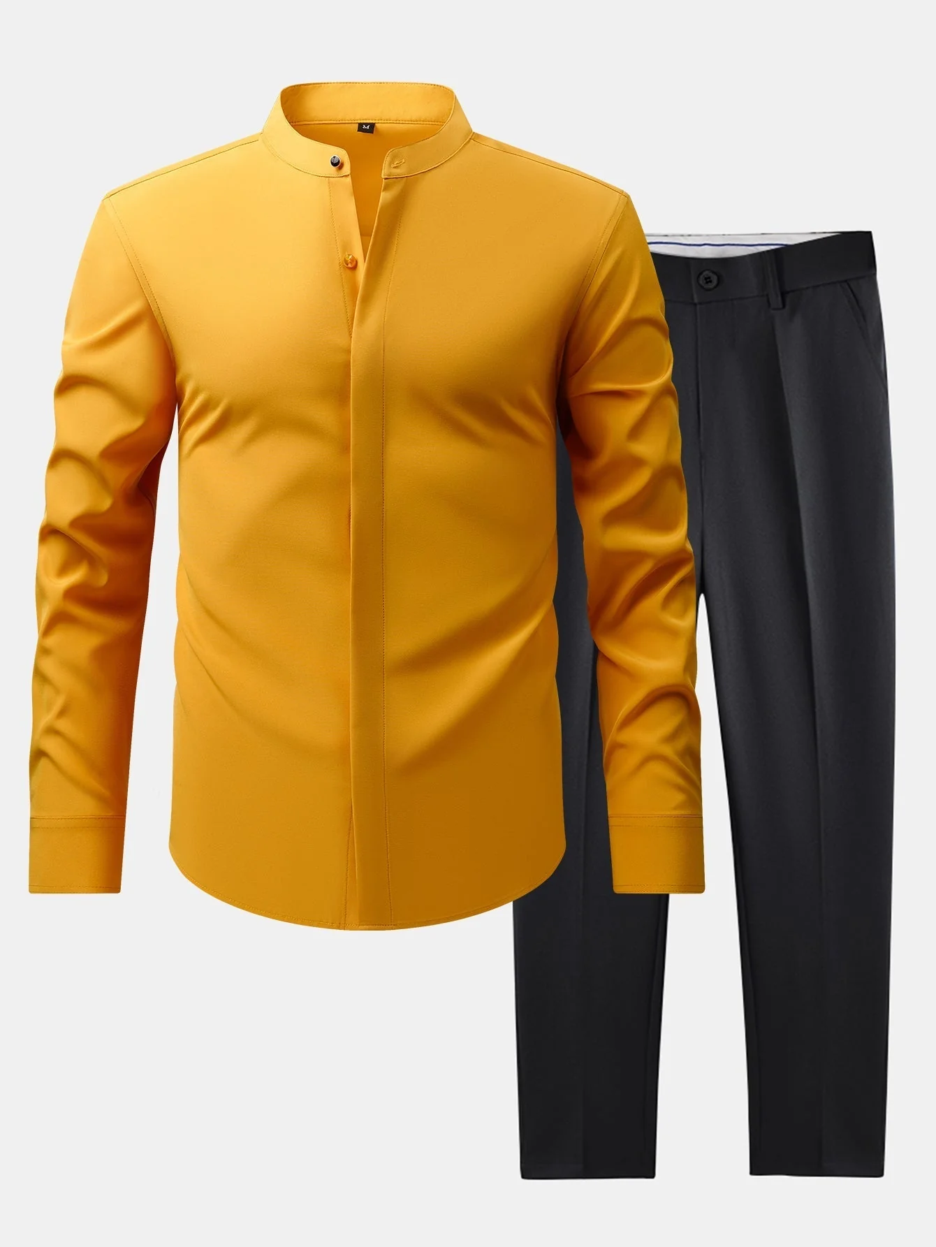 hola HIGH NECK SHIRT & SLIM FIT FLARED LEG PANTS - Image 4