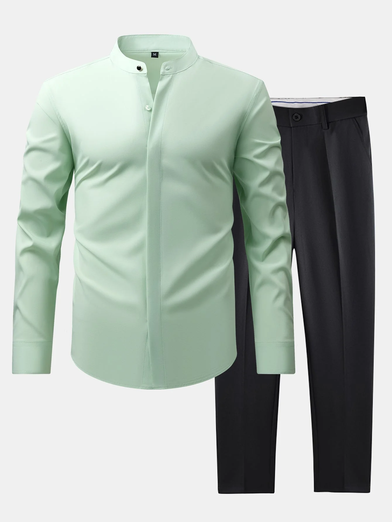 hola HIGH NECK SHIRT & SLIM FIT FLARED LEG PANTS - Image 5