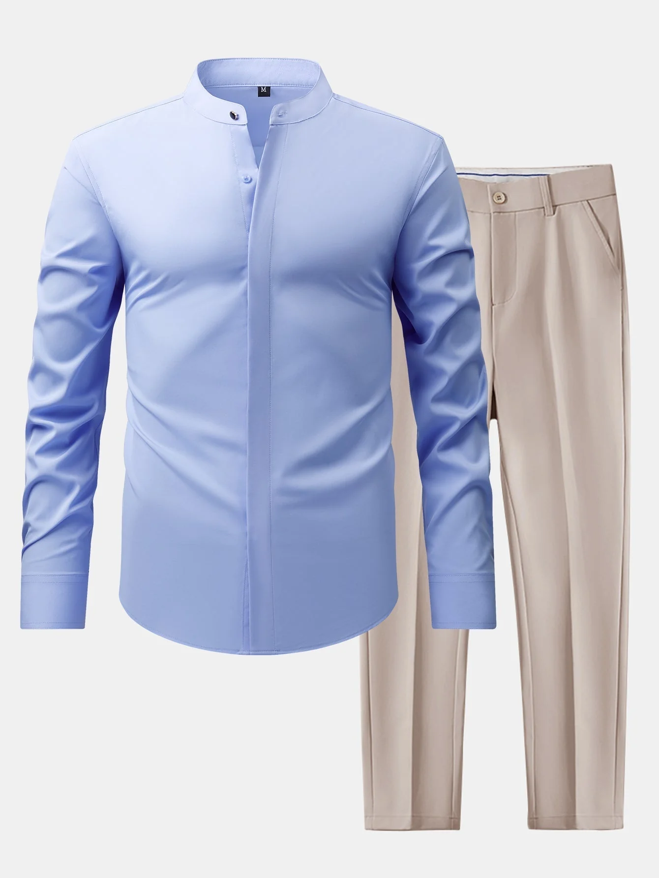 hola HIGH NECK SHIRT & SLIM FIT FLARED LEG PANTS - Image 7