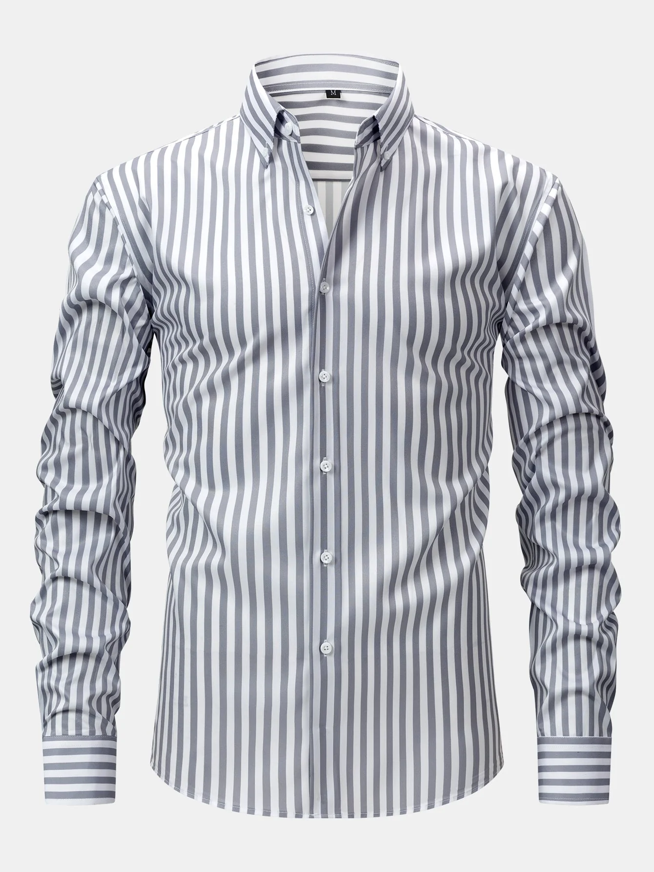hola STRIPED LONG SLEEVE BUTTON-DOWN SHIRT & SLIM FIT WIDE LEG PANTS - Image 9