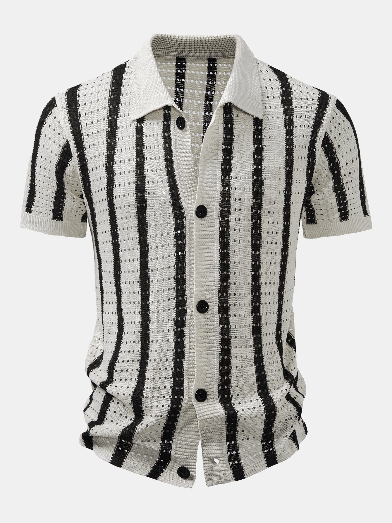 hola Striped shirt with knitted eyelets & straight leg linen trousers - Image 6