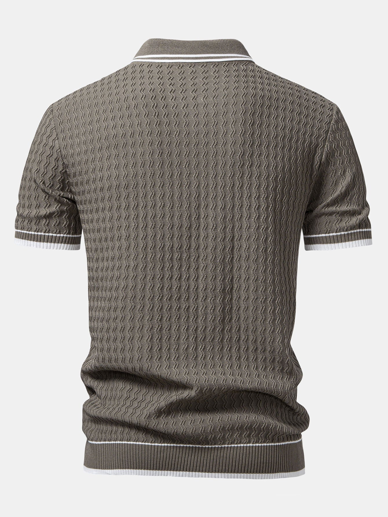 Jackson | Wave Jacquard Zip Up Knitted Polo Shirt - Image 3