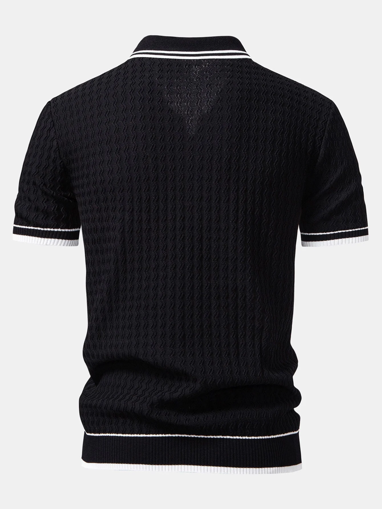 Jackson | Wave Jacquard Zip Up Knitted Polo Shirt - Image 5