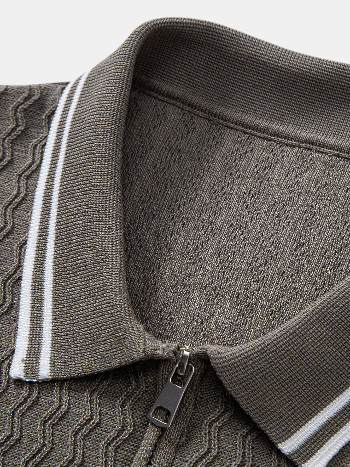 Jackson | Wave Jacquard Zip Up Knitted Polo Shirt - Image 8