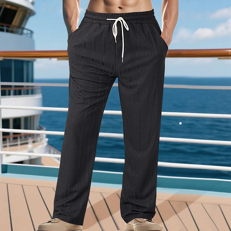 Jarrod | Men'S Textured Drawstring Solid Color Casual Pants - Image 3