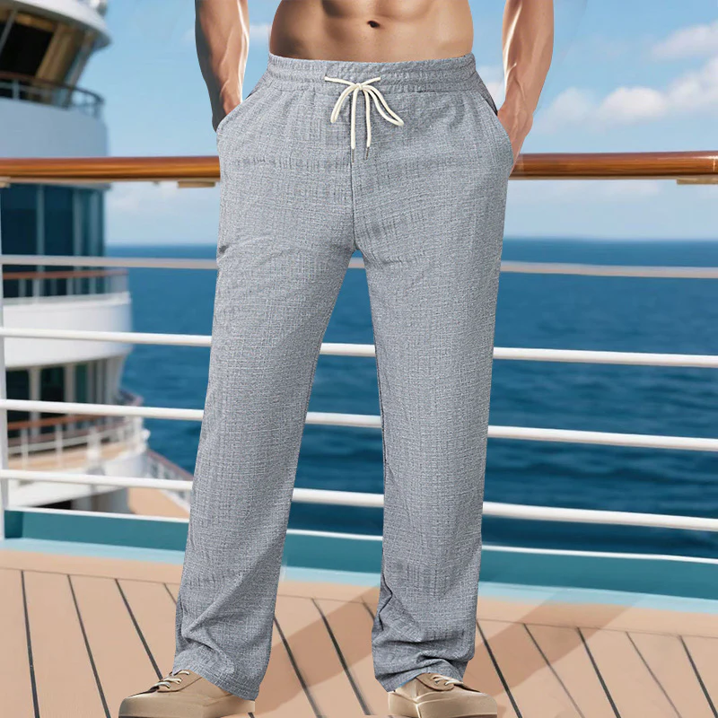 Jarrod | Men'S Textured Drawstring Solid Color Casual Pants - Image 4