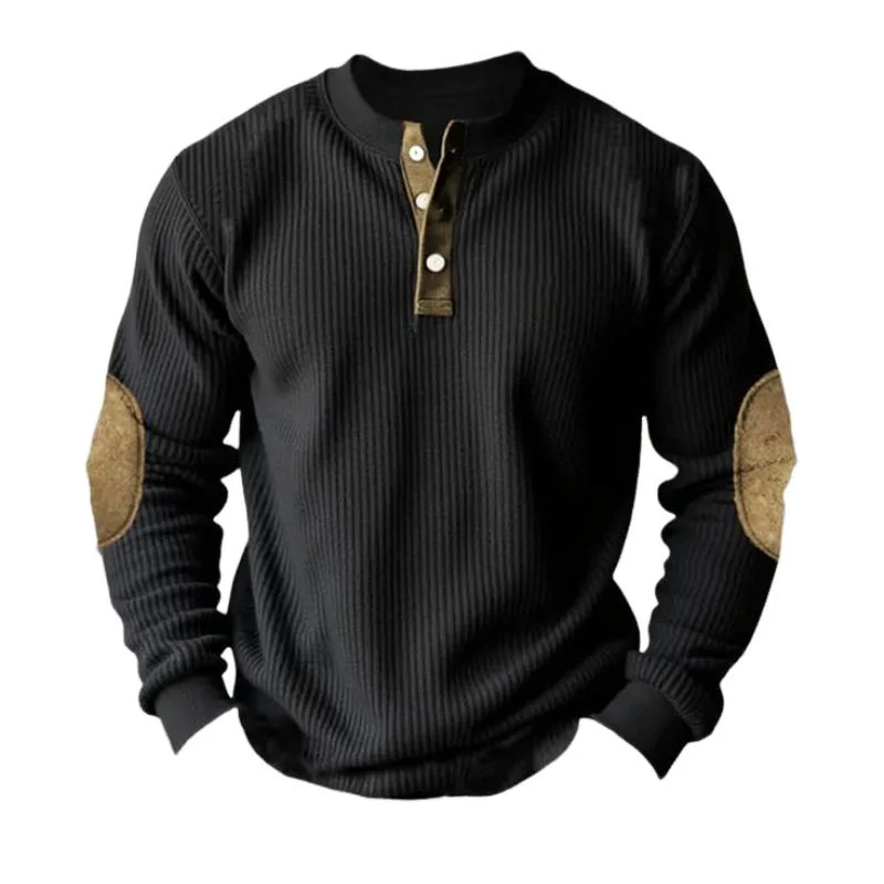 Men's Casal Colorblock Henley Collar Long Sleeve Sweatshirt - Image 3