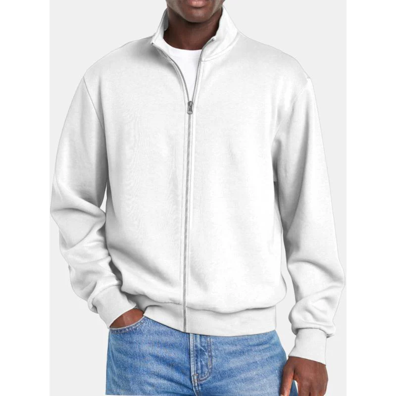 Men's Solid Coloripper Stand Collar Long Sleeve Sweatshirt Jacket - Image 5