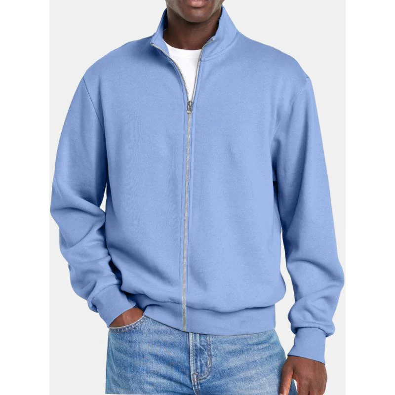 Men's Solid Coloripper Stand Collar Long Sleeve Sweatshirt Jacket - Image 6