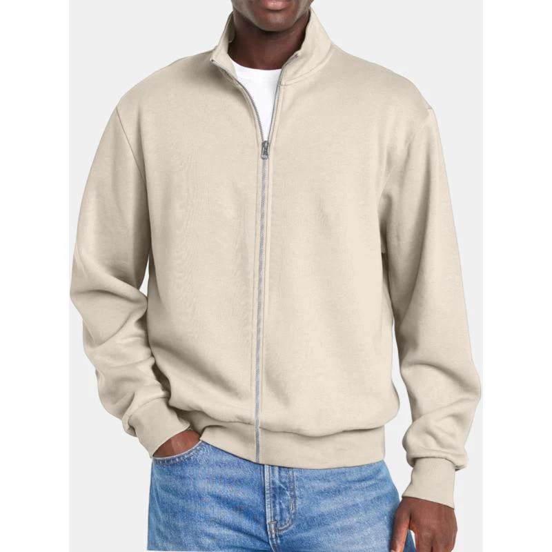 Men's Solid Coloripper Stand Collar Long Sleeve Sweatshirt Jacket - Image 7