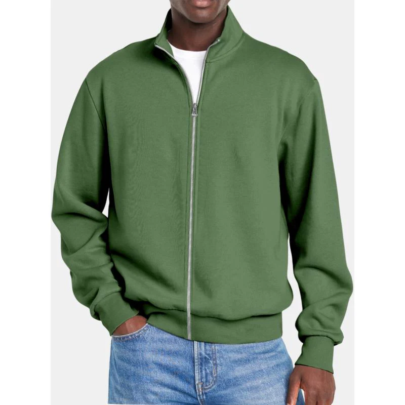 Men's Solid Coloripper Stand Collar Long Sleeve Sweatshirt Jacket - Image 8