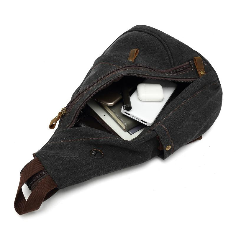 Men's Vine Canvas Solid Color Chest Bag - Image 5