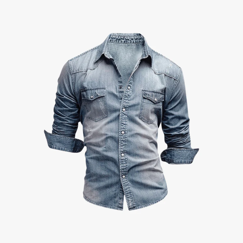 Samuel | Men's Slim Fit Denim Shirt – Casual Edge - Image 3