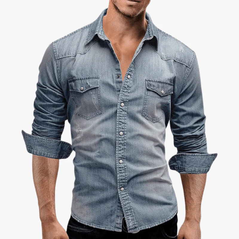 Samuel | Men's Slim Fit Denim Shirt – Casual Edge - Image 4
