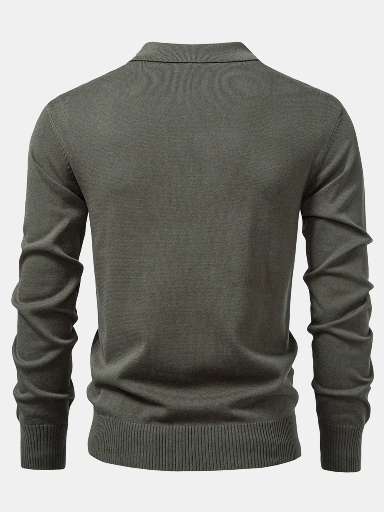 Steven | Long Sleeved Knitted Geometric Jacquard Zippe Polo Shirt - Image 6